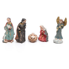 Mini nativity set in resin measuring 3.3cm, 11 figurines with soft colours
