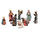 Mini nativity set in resin measuring 3.3cm, 11 figurines with soft colours s1