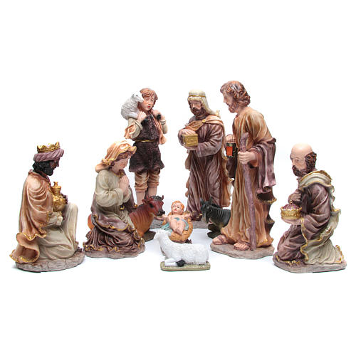 Resin nativity scene with 10 characters 44 cm 1
