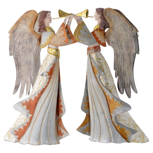 Angeli con tromba (15D-15S) per presepe cm.12 - Statuine presepe cm.12