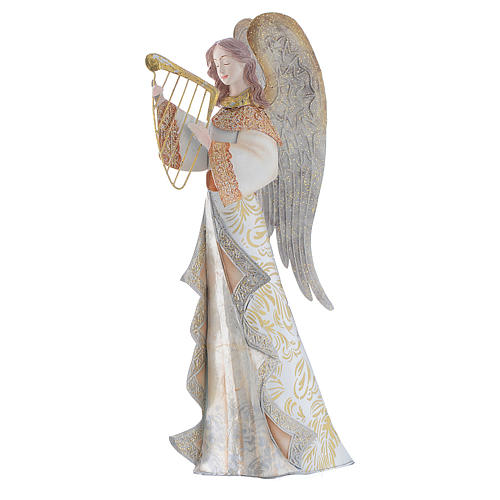 Musician Angels, set of 2 pcs, stylised nativity figurines in metal 2