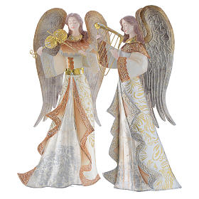 Angeli musicisti set 2 pz stilizzati presepe metallo