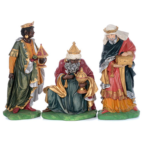 Painted fiberglass nativity scene with 9 statues, 95 cm 3