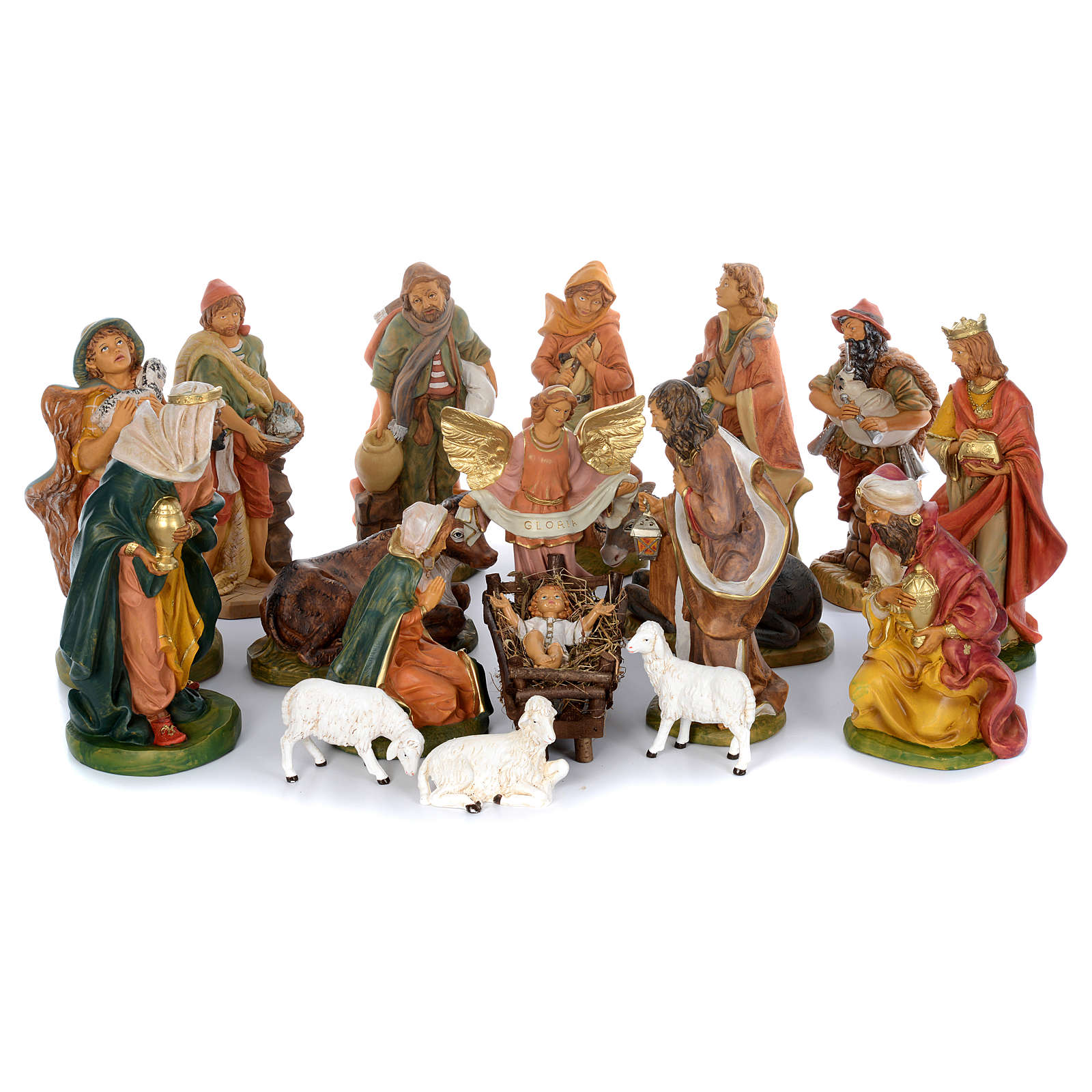 Complete nativity scene with a set of 18 rubber statues online sales