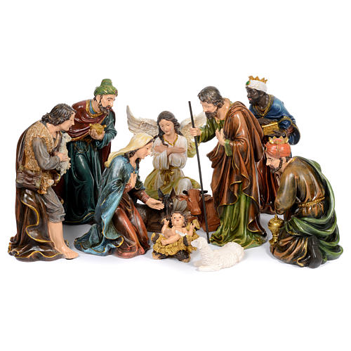 Resin nativity scene set of 11 pieces 61 cm   1