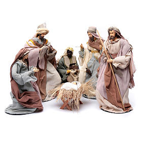 Country style nativity scene with 6 pieces in resin and gauze 45 cm