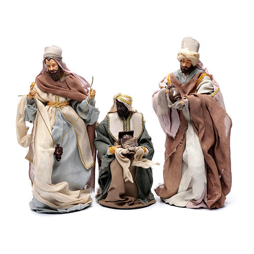 Country style nativity scene with 6 pieces in resin and gauze 45 cm 3
