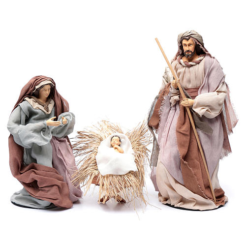 Country style nativity scene with 6 pieces in resin and gauze 45 cm 2