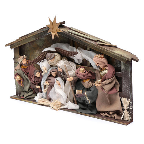 Resin nativity scene setting in hut with frame 35 cm 2