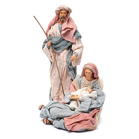 Holy family in resin and indigo fabric 30 cm