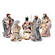 Nativity scene set of 6 pieces in resin sized 20 cm country style s1
