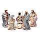 Presepe set 6 pz garza stile country e resina 20 cm s1