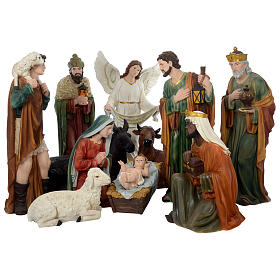 Nativity scene 100 cm in painted resin 11 pieces