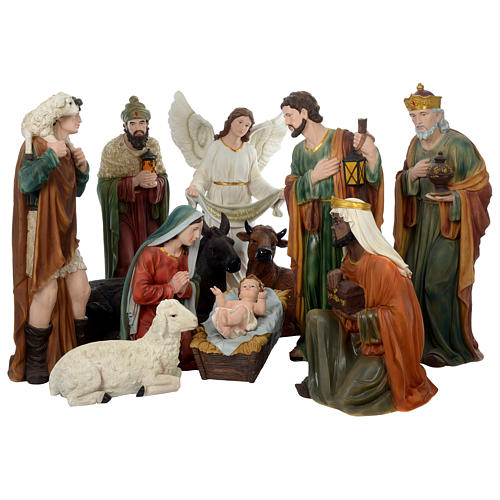 39" Nativity Scene painted resin figurines, 11 pieces 1