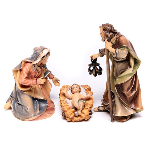 Sacra Famiglia del presepe Original legno tre pezzi dipinto Valgardena 10 cm 1