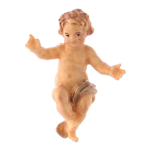 Baby Jesus Figurine, 10 cm Original Nativity model, in painted Valgardena wood 1