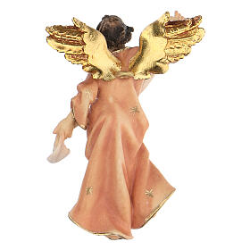 Red Angel statue, 10 cm Original Nativity model, in painted Valgardena wood