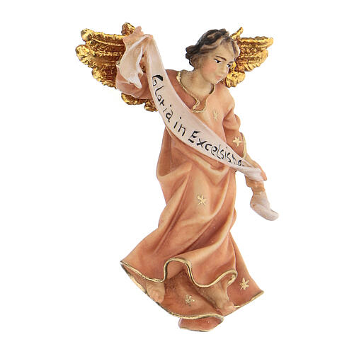 Red Angel statue, 10 cm Original Nativity model, in painted Valgardena wood 3