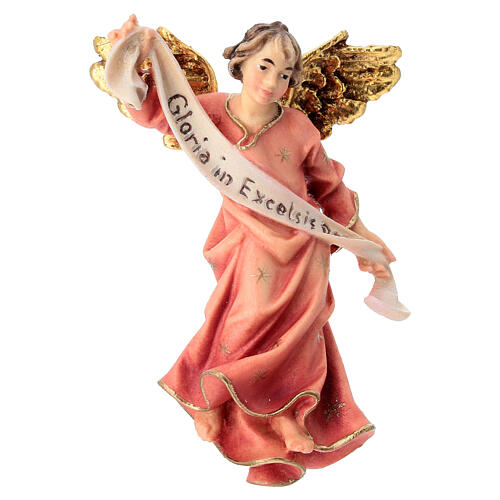 Estatua ángel rojo belén Original madera pintada Val Gardena 12 cm de altura media 1