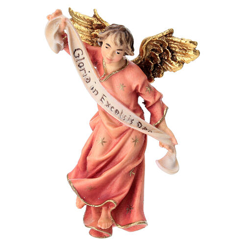 Statuetta angelo rosso presepe Original legno dipinto Valgardena 12 cm 2