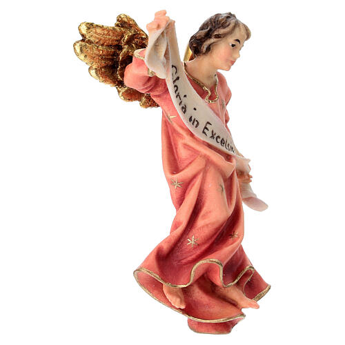 Statuetta angelo rosso presepe Original legno dipinto Valgardena 12 cm 3