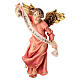 Statuetta angelo rosso presepe Original legno dipinto Valgardena 12 cm s2