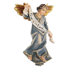Statuetta angelo blu presepe Original legno dipinto Valgardena 10 cm