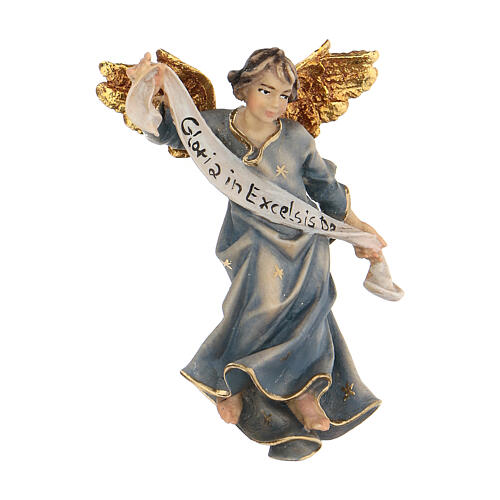 Statuetta angelo blu presepe Original legno dipinto Valgardena 10 cm 1