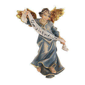 Peça anjo azul presépio Original madeira pintada Val Gardena 10 cm