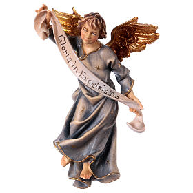 Statuetta angelo blu presepe Original legno dipinto Valgardena 12 cm