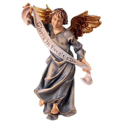 Figurka anioł niebieski szopka Original drewno malowane Valgardena 12 cm 2