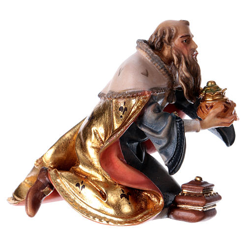 Figurka Król klęczący szopka Original drewno malowane Valgardena 12 cm 3
