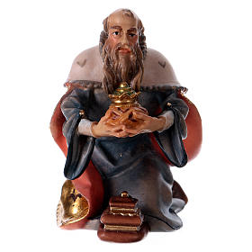 King Kneeling Figurine, 12 cm Original Nativity model, in painted Valgardena wood