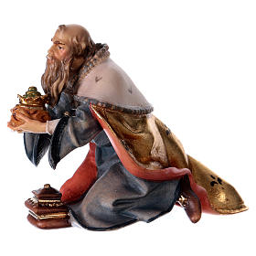 King Kneeling Figurine, 12 cm Original Nativity model, in painted Valgardena wood