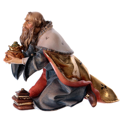 King Kneeling Figurine, 12 cm Original Nativity model, in painted Valgardena wood 2