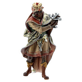 Moor King Statue, 10 cm Original nativity model, in painted Valgardena wood