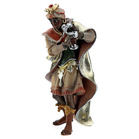 Moor King Statue, 10 cm Original nativity model, in painted Valgardena wood