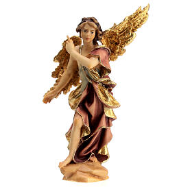 Announcing Angel Statue, 10 cm Original Nativity model, in painted Valgardena wood