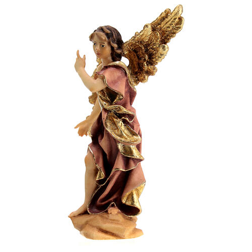 Announcing Angel Statue, 10 cm Original Nativity model, in painted Valgardena wood 2