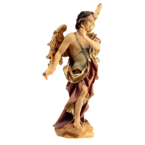 Announcing Angel Statue, 10 cm Original Nativity model, in painted Valgardena wood 3