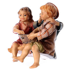 Figurka grupa dzieci siedzących szopka Original drewno malowane Valgardena 10 cm
