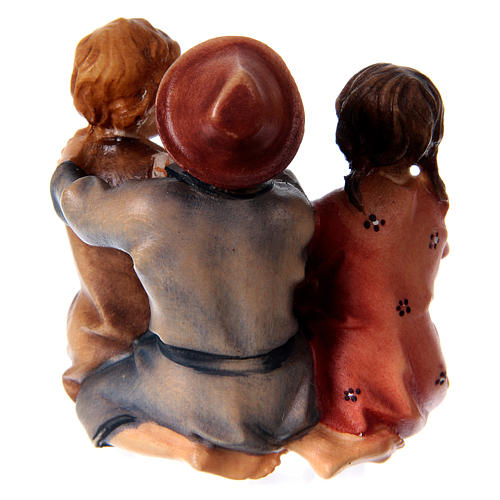 Estatua grupo niños sentados belén Original madera pintada Val Gardena 12 cm de altura media 5