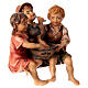 Estatua grupo niños sentados belén Original madera pintada Val Gardena 12 cm de altura media s4
