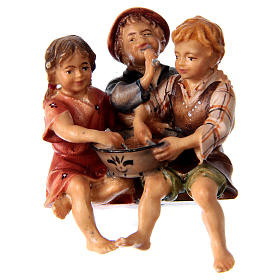 Figurka grupa dzieci siedzących szopka Original drewno malowane Valgardena 12 cm