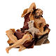 Estatua pastor acostado con cordero belén Original madera pintada Val Gardena 10 cm de altura media s2