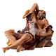 Statuetta pastore sdraiato con agnello presepe Original legno dipinto Valgardena 12 cm s2