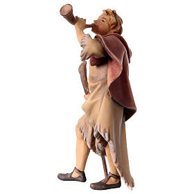 Statuetta pastore con corno presepe Original legno dipinto Valgardena 12 cm