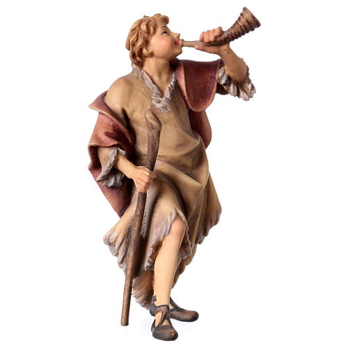 Figurka pasterz z rogiem szopka Original drewno malowane Val Gardena 12 cm 3