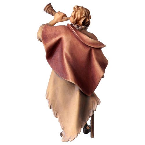 Shepherd Figurine with Horn, 12 cm Original Nativity model, in painted Valgardena wood 4