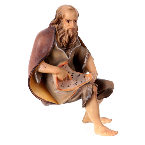 Old shepherd reading, statue of painted wood for 10 cm Original Nativity Scene of Val Gardena 3